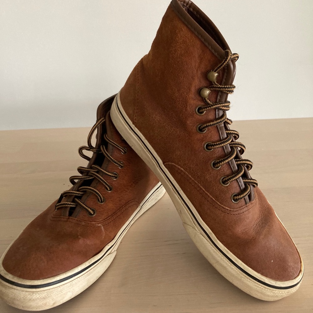 Brown Leather Vans high top